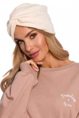 Czapka damska typu turban dzianinowa śmietankowy me601