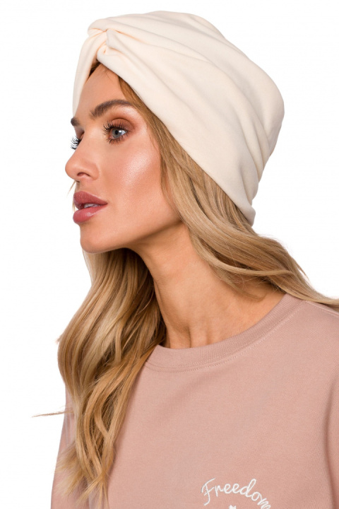 Czapka damska typu turban dzianinowa śmietankowy me601 Czapka damska typu turban dzianinowa śmietankowy me601