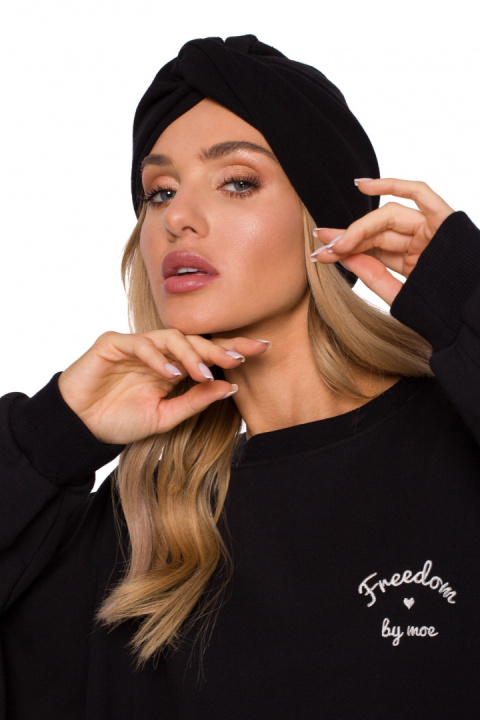 Czapka damska typu turban dzianinowa czarna me601 Czapka damska typu turban dzianinowa czarna me601