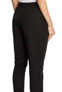 Spodnie damskie rurki zwężane nogawki wiązane w pasie L czarne me256