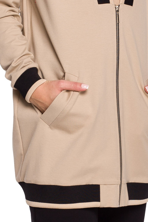 Bluza damska dzianinowa rozpinana ściągacz dekolt V beżowa B227 Bluza damska dzianinowa rozpinana ściągacz dekolt V beżowa B227