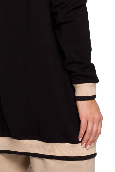 Bluza damska dzianinowa rozpinana ściągacz dekolt V czarna B227 Bluza damska dzianinowa rozpinana ściągacz dekolt V czarna B227