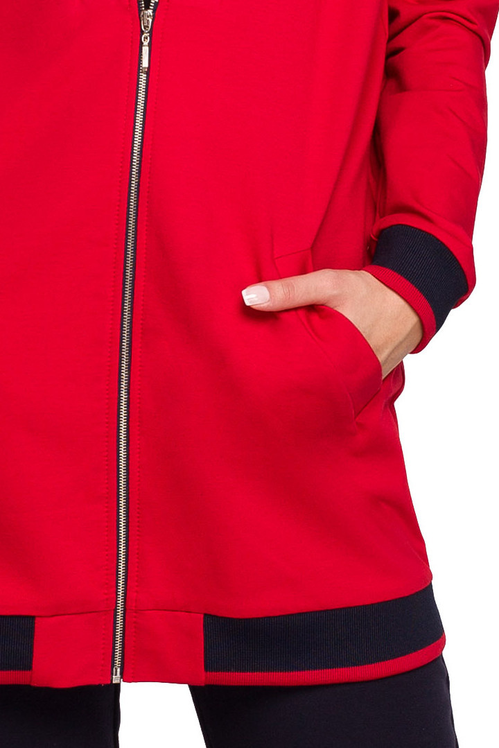Bluza damska dzianinowa rozpinana ściągacz dekolt V czerwona B227 Bluza damska dzianinowa rozpinana ściągacz dekolt V czerwona B227