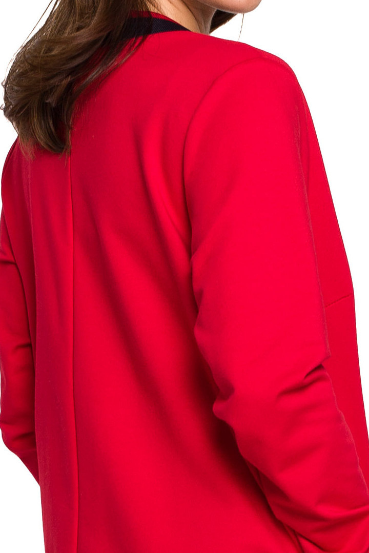 Bluza damska dzianinowa rozpinana ściągacz dekolt V czerwona B227 Bluza damska dzianinowa rozpinana ściągacz dekolt V czerwona B227