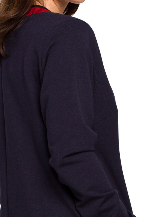 Bluza damska dzianinowa rozpinana ściągacz dekolt V granatowa B227 Bluza damska dzianinowa rozpinana ściągacz dekolt V granatowa B227