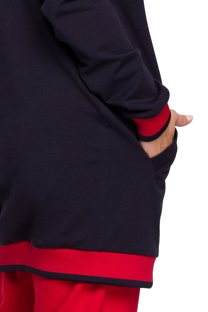 Bluza damska dzianinowa rozpinana ściągacz dekolt V granatowa B227 Bluza damska dzianinowa rozpinana ściągacz dekolt V granatowa B227
