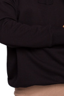 Bluza damska dzianinowa z dekoltem V i ściągaczem czarna B225