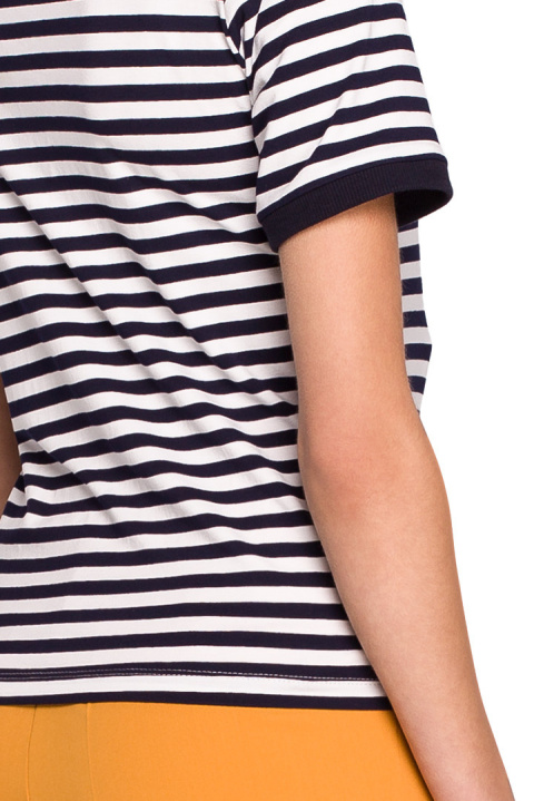Bluzka damska t-shirt marynarskie paski wiskoza krótki rękaw m2 S304 Bluzka damska t-shirt marynarskie paski wiskoza krótki rękaw m2 S304