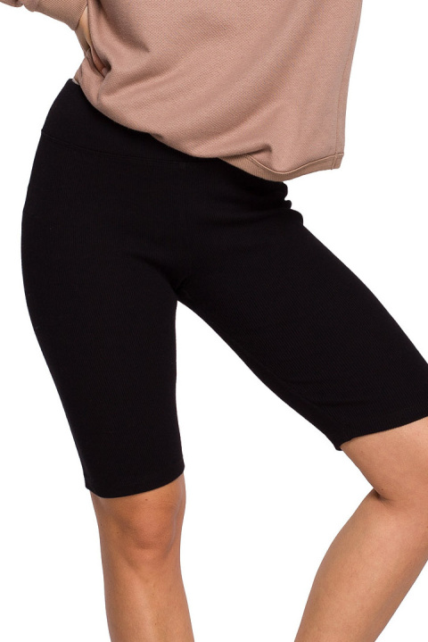 Legginsy damskie typu kolarki krótkie prążkowane czarne B231 Legginsy damskie typu kolarki krótkie prążkowane czarne B231