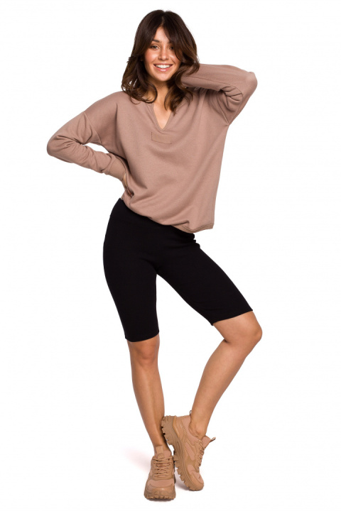 Legginsy damskie typu kolarki krótkie prążkowane czarne B231 Legginsy damskie typu kolarki krótkie prążkowane czarne B231