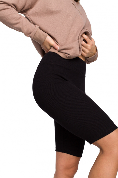 Legginsy damskie typu kolarki krótkie prążkowane czarne B231 Legginsy damskie typu kolarki krótkie prążkowane czarne B231
