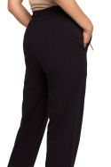 Spodnie damskie cygaretki dzianinowe z gumką w pasie czarne B228