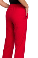 Spodnie damskie cygaretki dzianinowe z gumką w pasie czerwone B228