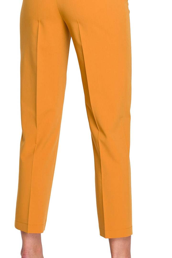 Spodnie damskie klasyczne na kant z wysokim stanem żółte S296