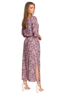 Sukienka maxi hiszpanka w kwiaty z wiskozy krótki rękaw m2 S300