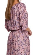 Sukienka maxi hiszpanka w kwiaty z wiskozy krótki rękaw m2 S300