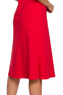 Sukienka midi dzianinowa fason A krótki rękaw zapinana czerwona B217