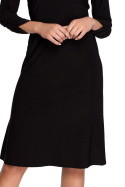 Sukienka midi fason A głęboki dekolt rękaw 3/4 czarna S308