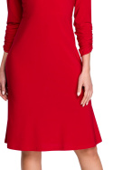 Sukienka midi fason A głęboki dekolt rękaw 3/4 czerwona S308