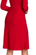 Sukienka midi fason A głęboki dekolt rękaw 3/4 czerwona S308