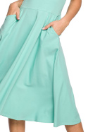 Sukienka midi rozkloszowana bez rękawów na ramiączkach miętowa B218