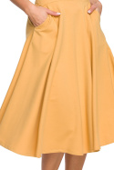 Sukienka midi rozkloszowana bez rękawów na ramiączkach miodowa B218