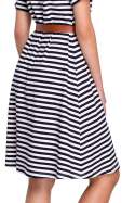 Sukienka prosta midi z wiskozy w marynarskie paski fason A m1 S306