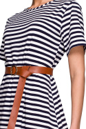 Sukienka prosta midi z wiskozy w marynarskie paski fason A m1 S306