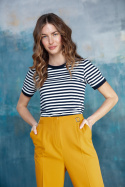 Bluzka damska t-shirt marynarskie paski wiskoza krótki rękaw m2 S304