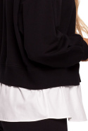Bluza damska oversize z doszytą koszulą dzianina czarna me674