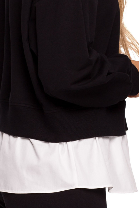 Bluza damska oversize z doszytą koszulą dzianina czarna me674 Bluza damska oversize z doszytą koszulą dzianina czarna me674