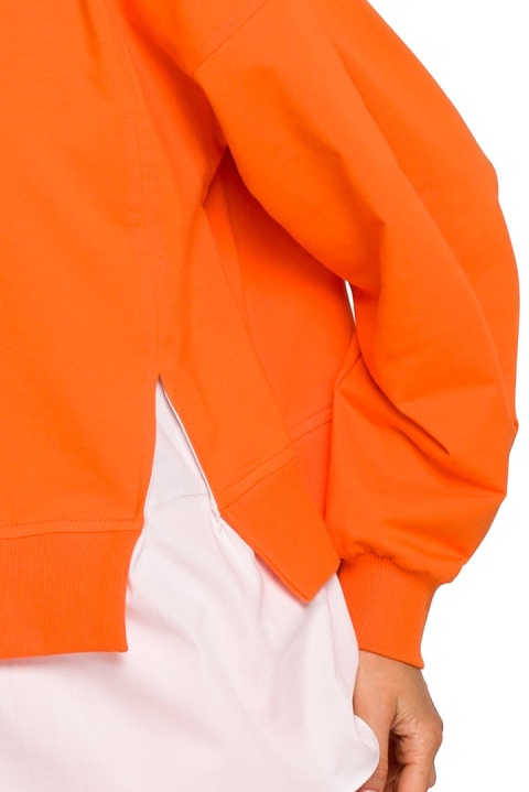 Bluza damska oversize z doszytą koszulą dzianina pomarańczowa me674 Bluza damska oversize z doszytą koszulą dzianina pomarańczowa me674