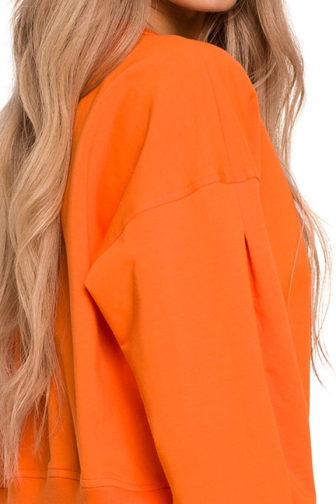 Bluza damska oversize z doszytą koszulą dzianina pomarańczowa me674 Bluza damska oversize z doszytą koszulą dzianina pomarańczowa me674