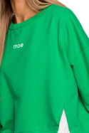 Bluza damska oversize z doszytą koszulą dzianina zielona me674