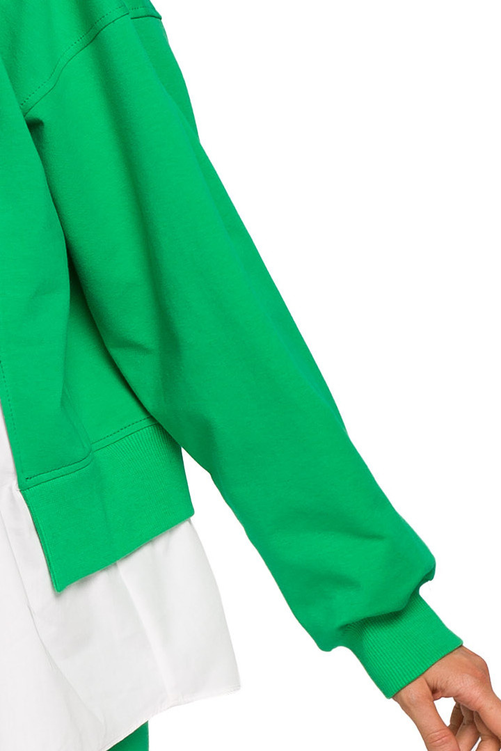 Bluza damska oversize z doszytą koszulą dzianina zielona me674 Bluza damska oversize z doszytą koszulą dzianina zielona me674