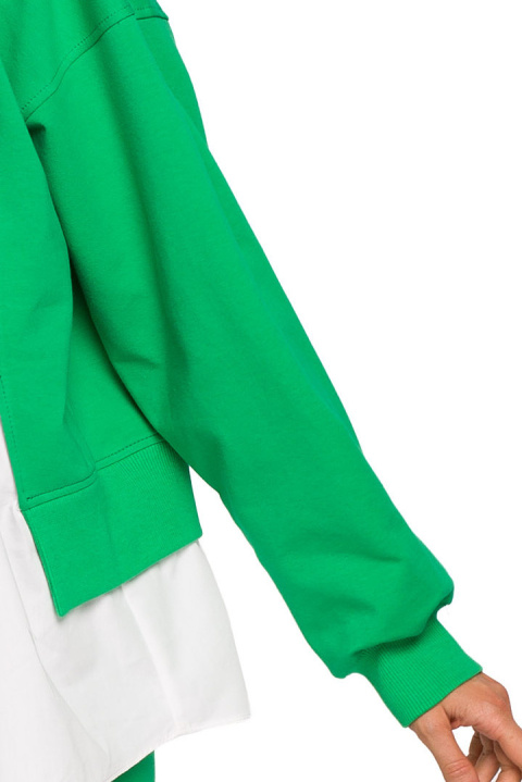 Bluza damska oversize z doszytą koszulą dzianina zielona me674 Bluza damska oversize z doszytą koszulą dzianina zielona me674