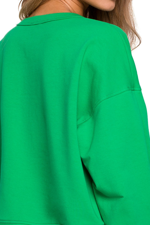 Bluza damska oversize z doszytą koszulą dzianina zielona me674 Bluza damska oversize z doszytą koszulą dzianina zielona me674