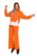 Bluza damska oversize z doszytą koszulą dzianina pomarańczowa me674