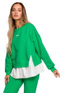 Bluza damska oversize z doszytą koszulą dzianina zielona me674