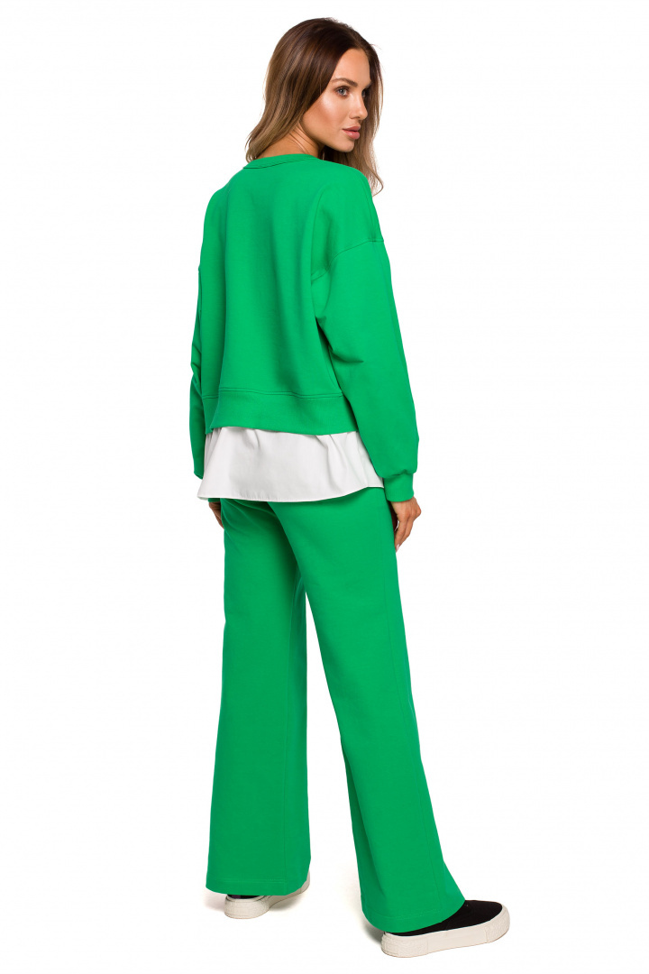 Bluza damska oversize z doszytą koszulą dzianina zielona me674 Bluza damska oversize z doszytą koszulą dzianina zielona me674