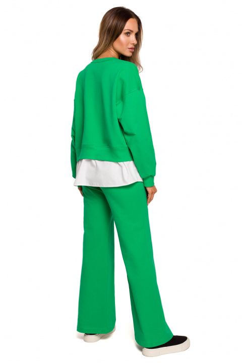 Bluza damska oversize z doszytą koszulą dzianina zielona me674 Bluza damska oversize z doszytą koszulą dzianina zielona me674