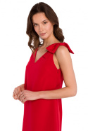 Sukienka mini bez rękawów fason A dekolt V na plecach czerwona K128