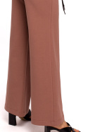 Spodnie damskie dresowe szerokie nogawki dzianina brązowe me675