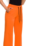 Spodnie damskie dresowe szerokie nogawki dzianina pomarańczowe me675