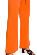 Spodnie damskie dresowe szerokie nogawki dzianina pomarańczowe me675