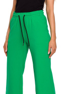 Spodnie damskie dresowe szerokie nogawki dzianina zielone me675