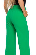 Spodnie damskie dresowe szerokie nogawki dzianina zielone me675