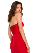 Sukienka mini gorsetowa ołówkowa odkryte ramiona gładka czerwona K131