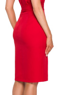 Sukienka ołówkowa midi na jedno ramię bez rękawów czerwona me673