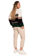 Sweter damski w kolorowe pasy z głębokim dekoltem w serek m1 me686